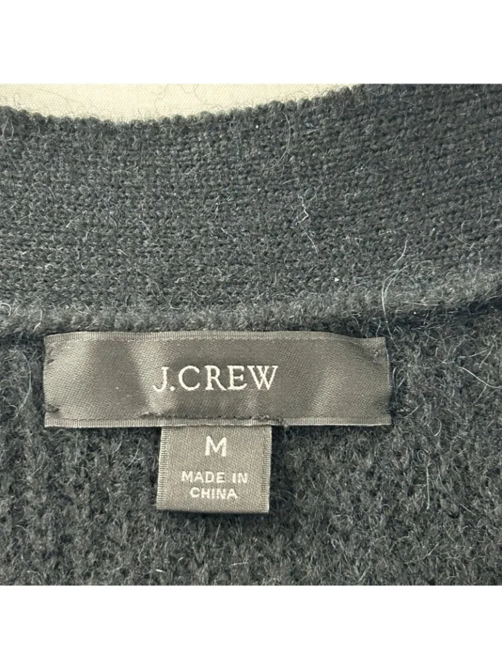 J Crew Women’s Medium Black Alpaca Wool Blend Cropped V-neck Cardigan Sweater - Picture 5 of 16